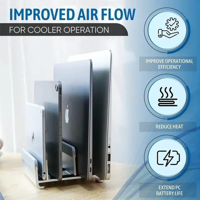 Alt view image 5 of 5 - Elestoria Adjustable Laptop Stand - Fits 5 Devices, Modern Design, Tool Free Adjustment, Protective & Stable