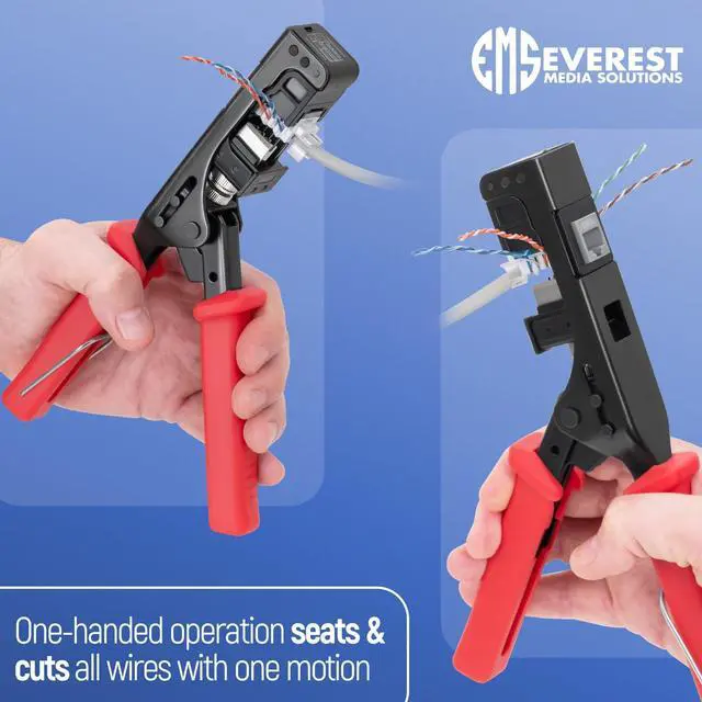 Alt view image 4 of 5 - Everest easyJACK - 45° Angled Speed Termination Keystone Tool Set - with 20-Pack of RJ45 Cat6 Keystone Jacks in Purple (Slim Profile Design) - Time Saver Network Punch Down Tool Cat6