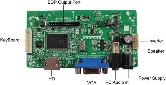 Alt view image 4 of 5 - FanyiTek VGA Controller Board eDP for 27 inch 2560x1440 2K LM270WQ1 SDA1 SDA2 30 pin WLED LCD Screen