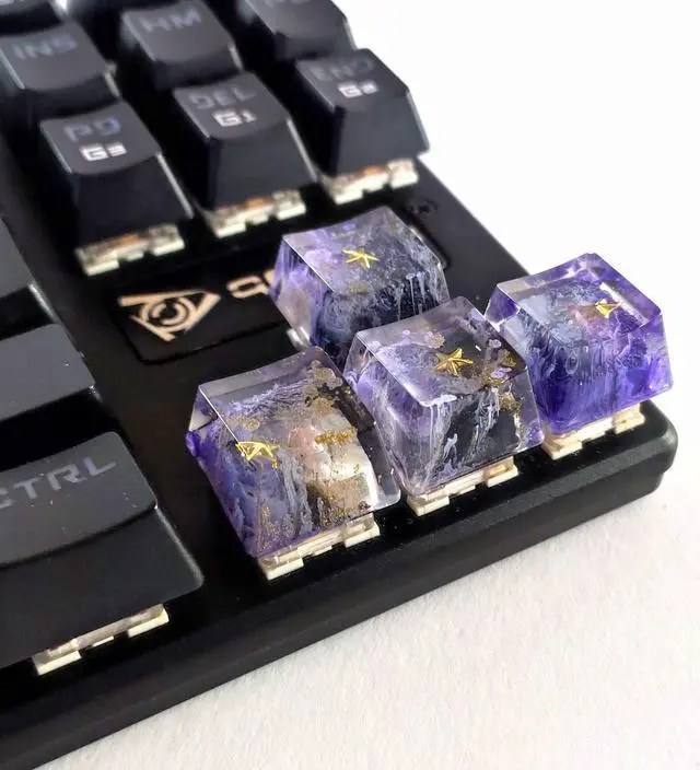 Alt view image 2 of 5 - Custom Resin Galaxy Arrow Keycaps, Artisan Keycaps Set (OEM R1) for Cherry MX Mechanical Gaming Keyboards
