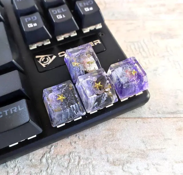 Alt view image 3 of 5 - Custom Resin Galaxy Arrow Keycaps, Artisan Keycaps Set (OEM R1) for Cherry MX Mechanical Gaming Keyboards