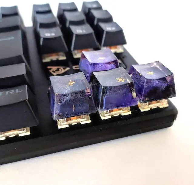 Alt view image 4 of 5 - Custom Resin Galaxy Arrow Keycaps, Artisan Keycaps Set (OEM R1) for Cherry MX Mechanical Gaming Keyboards