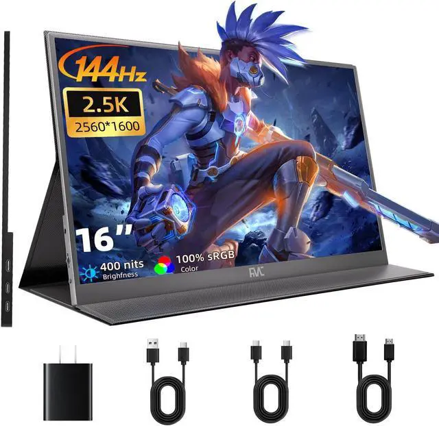 Main image of 16 inch 2.5K Portable Monitor for Laptop 2560 X 1600 QHD 144hz USB-C, HDMI Portable Screen for Laptop Compatible with Windows, MacBook, Phone, Switch, Xbox & PS4/5 Portable Gaming Monitor