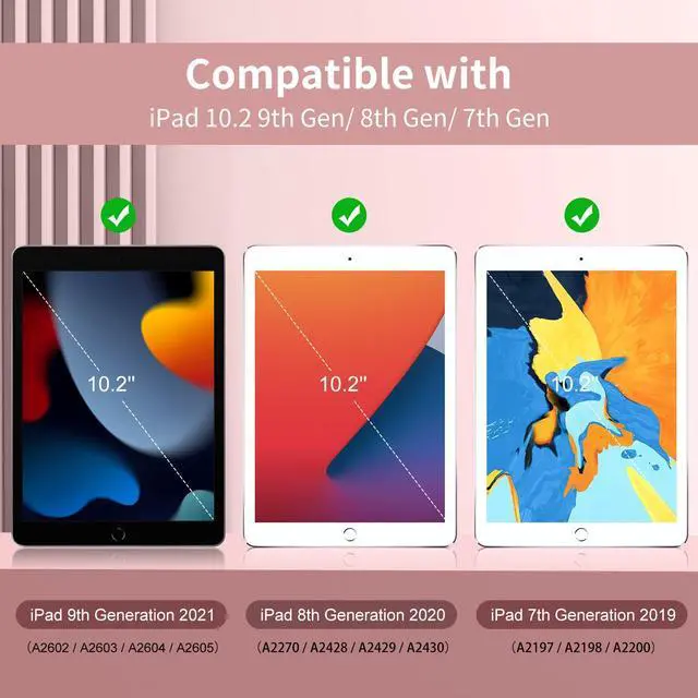 Alt view image 2 of 5 - GKABXY Case with Keyboard for iPad 10.2 inch 2021/2020/2019, iPad 9th/8th/7th Generation Detachable Bluetooth Keyboard Cover with Pencil Holder, Multi-Angle Stand for Study/Office/Travel (Pink)