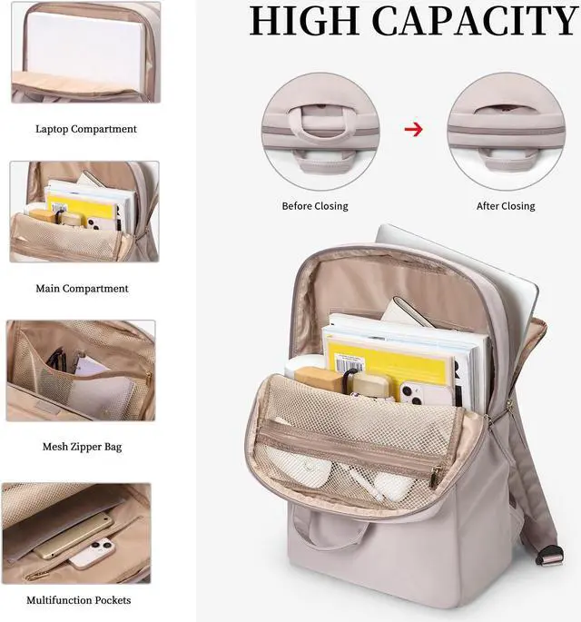 Alt view image 2 of 5 - GOLF SUPAGS Travel Laptop Backpack for Women Anti Theft Slim Durable College Bookbag Business Computer Bag Fit 15.6Inch Notebook (Pinkish Grey, 15.6Inch)