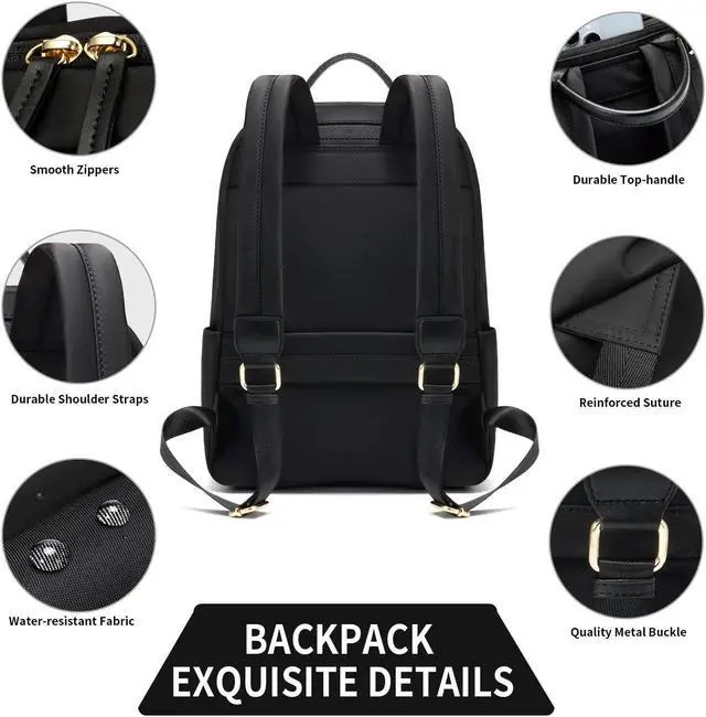 Alt view image 4 of 5 - GOLF SUPAGS Laptop Backpack for Women Slim Computer Bag Work Travel College Backpack Purse Fits 15.6 Inch Notebook (Black)