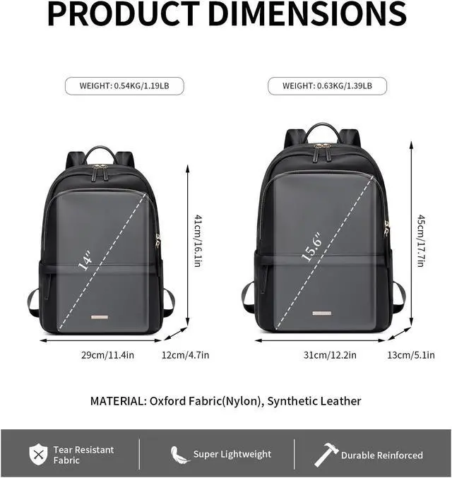 Alt view image 5 of 5 - GOLF SUPAGS Laptop Backpack for Women Slim Computer Bag Work Travel College Backpack Purse Fits 15.6 Inch Notebook (Black)