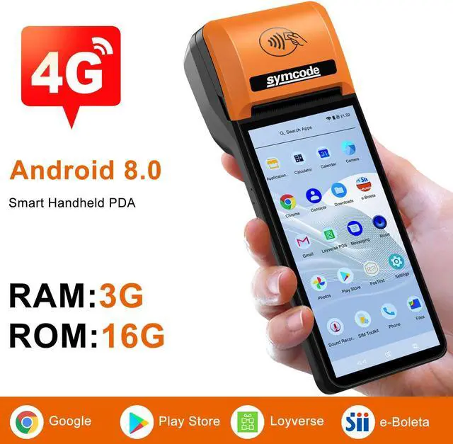 Alt view image 3 of 5 - PDA POS Receipt Printer 58mm Thermal Printer with Android12 OS 5.5" inch Touch Screen.Scan 2D/QR barcodes. Support 4G:FDD-LTE,TD-LTE 3G: WCDMA 2G: GSM,GPRS Hot spot Bluetooth 3GB Ram +16GB ROM