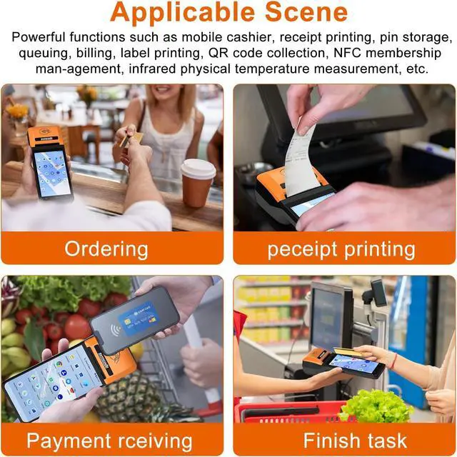 Alt view image 5 of 5 - PDA POS Receipt Printer 58mm Thermal Printer with Android12 OS 5.5" inch Touch Screen.Scan 2D/QR barcodes. Support 4G:FDD-LTE,TD-LTE 3G: WCDMA 2G: GSM,GPRS Hot spot Bluetooth 3GB Ram +16GB ROM