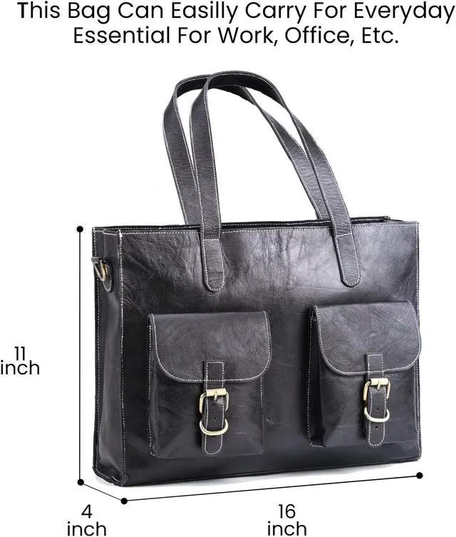 Alt view image 2 of 5 - Handmade World Leather Laptop Mens Briefcase Tote Bag 'The Modernist' Fits 15 Inch Computer Messenger Shoulder Crossbody For Business Travel Office