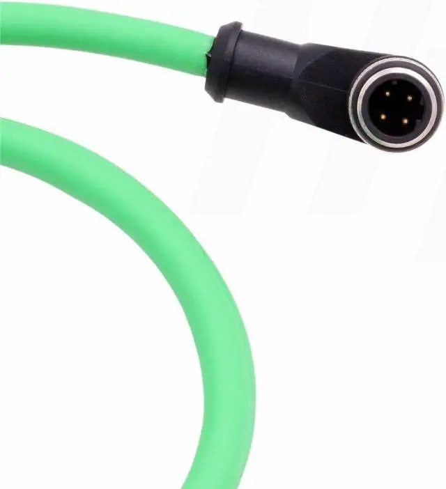 Alt view image 5 of 5 - HangTon M12 4 Pin D-Coded Right Angle to RJ45 Ethernet Network for Omron Datalogic Sick Industrial Vision Sensor PoE PC CAT5e Green 2m