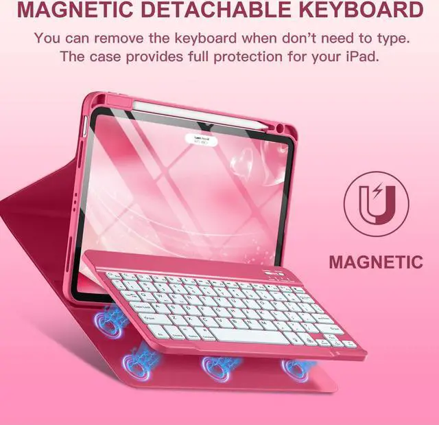 Alt view image 4 of 5 - Harvopu Compatible for iPad Air 11-inch/ 10.9" Air 5th 4th Generation Case with Keyboard - Backlit Detachable, Folio Cover with Pencil Holder for iPad Air 11 Inch M3/M2, Air 5/ Air 4 (Watermelon)