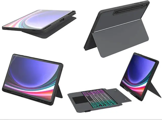 Alt view image 3 of 5 - Detachable Keyboard Case for Samsung Galaxy Tab S10 FE/S9 FE/S9 : 3-Zone 7 Color Backlit Keyboard with Touchpad - Auto Wake/Sleep Tablet Case with S-Pen Holder for Tab S10 FE 10.9"/S9 FE 10.9"/S9 11"