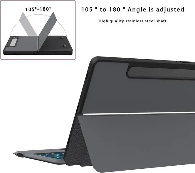 Alt view image 5 of 5 - Detachable Keyboard Case for Samsung Galaxy Tab S10 FE/S9 FE/S9 : 3-Zone 7 Color Backlit Keyboard with Touchpad - Auto Wake/Sleep Tablet Case with S-Pen Holder for Tab S10 FE 10.9"/S9 FE 10.9"/S9 11"