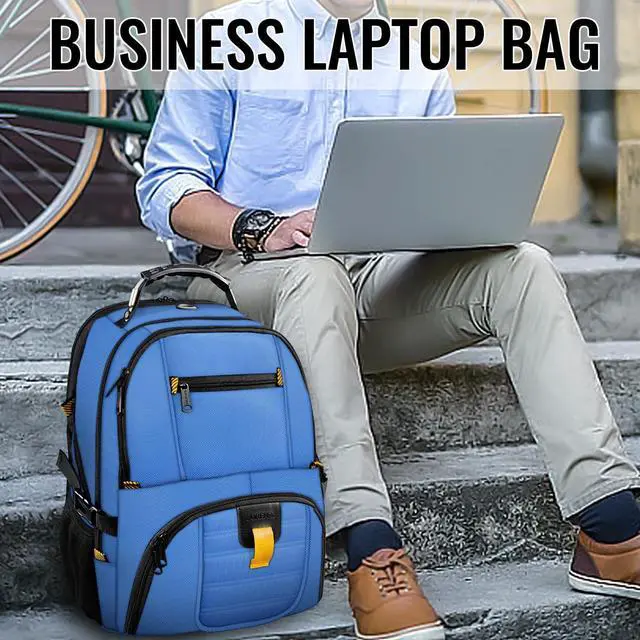 Alt view image 4 of 5 - YOREPEK Travel Backpack, Extra Large 50L Laptop Backpacks for Men Women, Water Resistant College Backpack Airline Approved Business Work Bag with USB Charging Port Fits 17 Inch Computers, Cobalt Blue