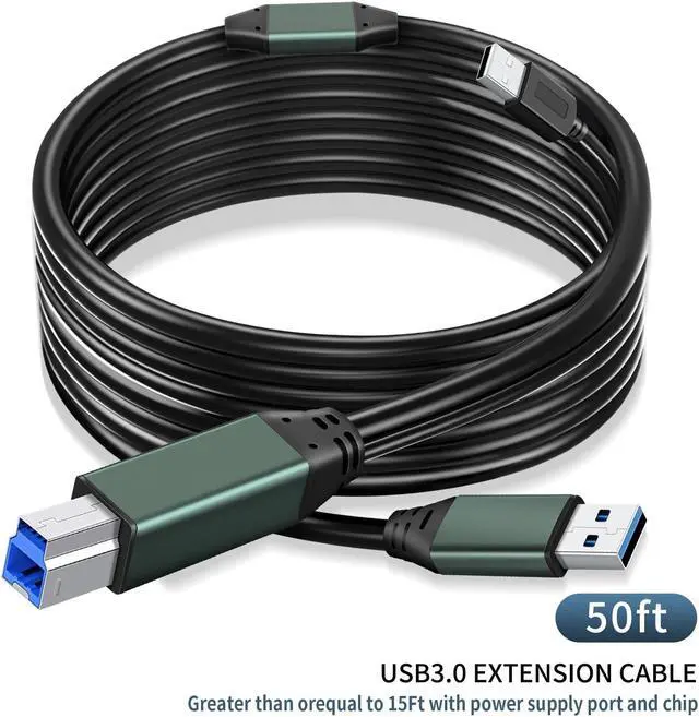 Alt view image 4 of 5 - Kumiho USB 3.0 Printer Cable A Male to B Male 50Ft/15M Compatible with Scanner, Printers, Desktop External Hard Drivers and More
