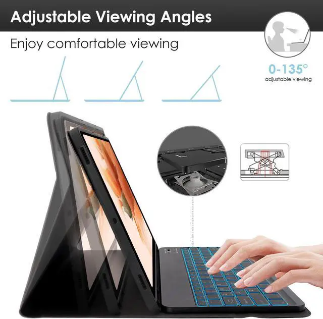 Alt view image 5 of 5 - LAMA Backlit Keyboard Case with Mouse for Samsung Galaxy 12.4 inch S10 Plus/S9 FE+/S9+/S8+, 12.4" S7 FE/S7 Plus Case with Keyboard & S Pen Holder, Detachable Keyboard Case with Slim Cover, Black