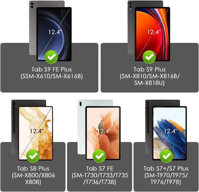 Alt view image 2 of 5 - LAMA Backlit Keyboard Case for Samsung Galaxy 12.4 inch S9 FE Plus/S9 Plus/S8 Plus/S7 FE/S7 Plus, S9+ Case with Keyboard & S Pen Holder, Detachable Keyboard with Slim Cover for Samsung 12.4'', BK