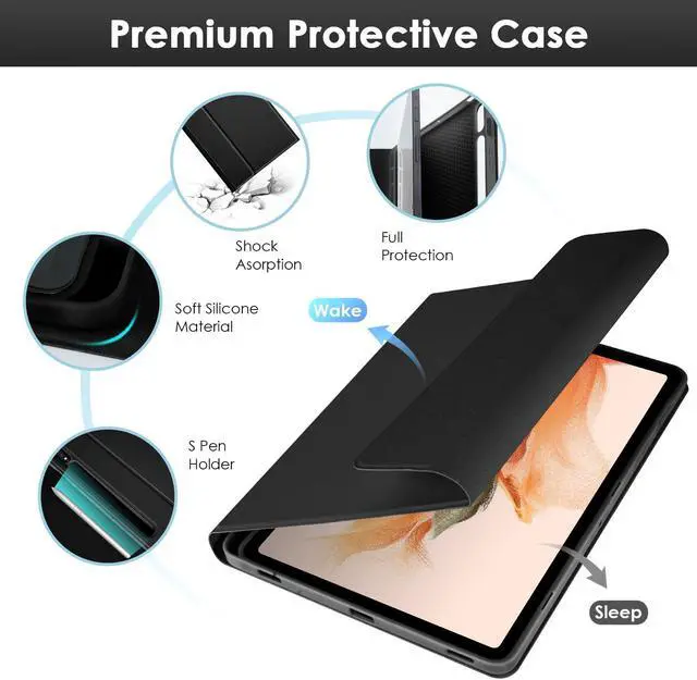 Alt view image 4 of 5 - LAMA Backlit Keyboard Case for Samsung Galaxy 12.4 inch S9 FE Plus/S9 Plus/S8 Plus/S7 FE/S7 Plus, S9+ Case with Keyboard & S Pen Holder, Detachable Keyboard with Slim Cover for Samsung 12.4'', BK