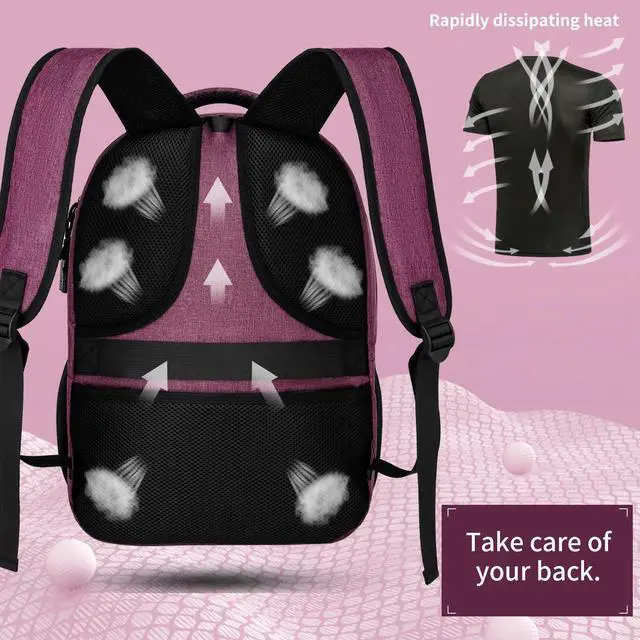 Alt view image 5 of 5 - LIBENED School Backpack for Teens Girls and Boys, Lightweight and Sturdy Bookbag for College with USB Charging Port, Red