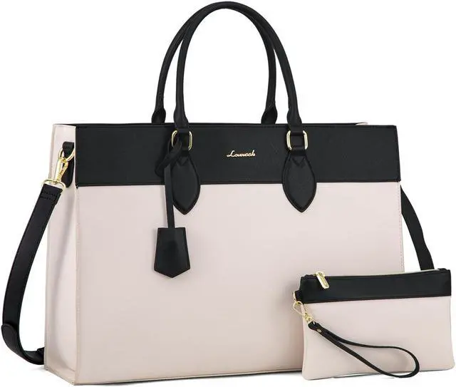 Main image of LOVEVOOK Laptop Bag for Women, 17.3 inch Laptop Tote Work Bag Purse, Large Waterproof Leather Computer Briefcase for Office