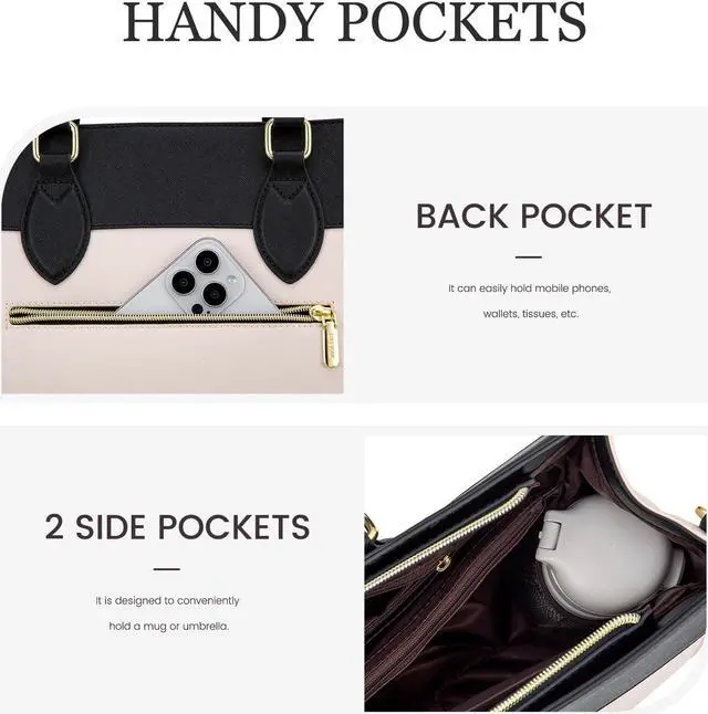 Alt view image 4 of 5 - LOVEVOOK Laptop Bag for Women, 17.3 inch Laptop Tote Work Bag Purse, Large Waterproof Leather Computer Briefcase for Office