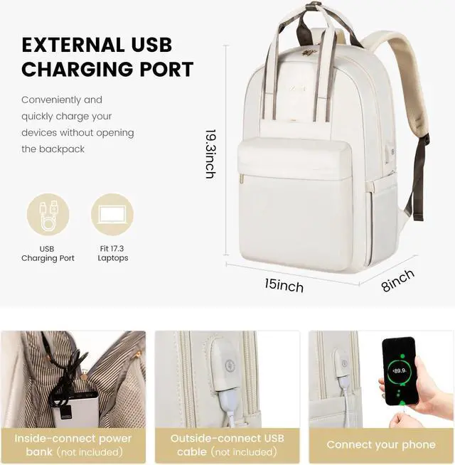 Alt view image 2 of 5 - LOVEVOOK Laptop Backpack for Women, 17 Inch Travel Laptop Bag with USB Port, Waterproof Computer Backpack Purse for Work Teacher Nurse, Durable Casual Daypack