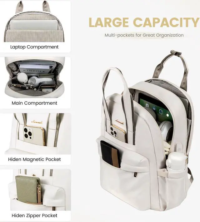 Alt view image 3 of 5 - LOVEVOOK Laptop Backpack for Women, 17 Inch Travel Laptop Bag with USB Port, Waterproof Computer Backpack Purse for Work Teacher Nurse, Durable Casual Daypack