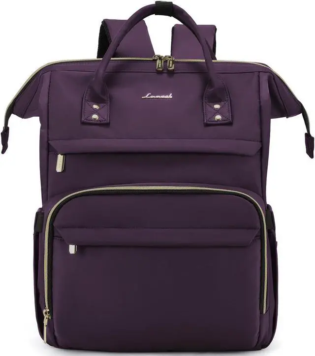 Main image of LOVEVOOK College Laptop Backpack, 15.6 Inch Travel Backpack for College, Waterproof Work Backpack Woman for Teacher Nurse Anti-theft Travel Back Pack, Gifts for Women,Dark Purple