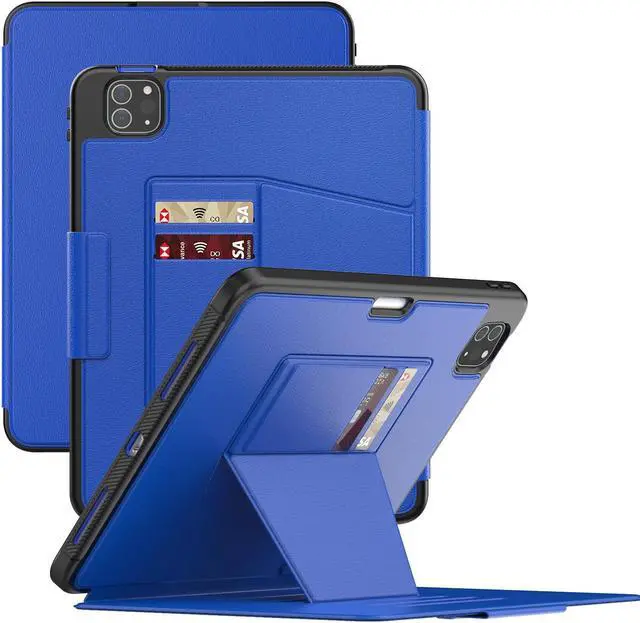 Main image of Maogoam for iPad Pro 11 inch Case Leather,(4th&3rd Gen, 2022/2021), Rugged Magnetic Case, Compatible with Apple Pencil Wireless Charging, 7 Standing View Angles, Sleep/Wake Cover, Blue