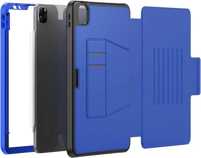 Alt view image 2 of 5 - Maogoam for iPad Pro 11 inch Case Leather,(4th&3rd Gen, 2022/2021), Rugged Magnetic Case, Compatible with Apple Pencil Wireless Charging, 7 Standing View Angles, Sleep/Wake Cover, Blue