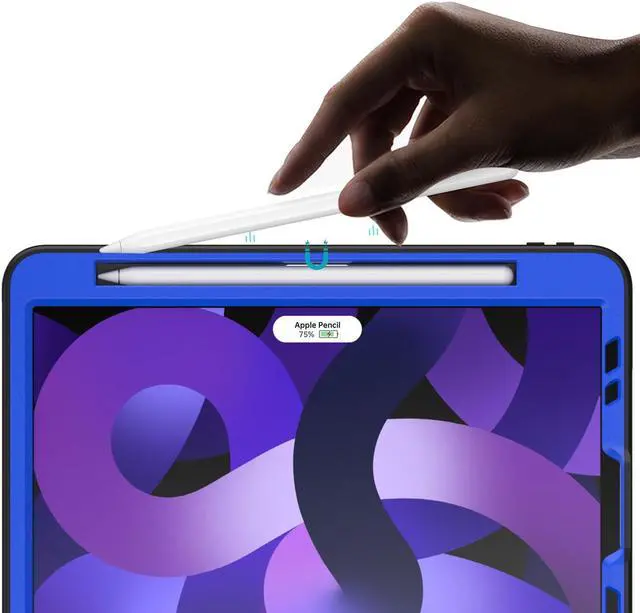 Alt view image 3 of 5 - Maogoam for iPad Pro 11 inch Case Leather,(4th&3rd Gen, 2022/2021), Rugged Magnetic Case, Compatible with Apple Pencil Wireless Charging, 7 Standing View Angles, Sleep/Wake Cover, Blue