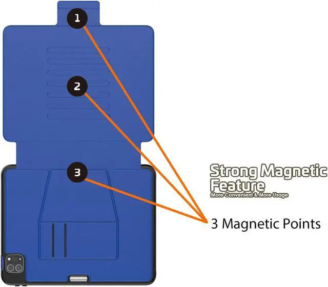 Alt view image 5 of 5 - Maogoam for iPad Pro 11 inch Case Leather,(4th&3rd Gen, 2022/2021), Rugged Magnetic Case, Compatible with Apple Pencil Wireless Charging, 7 Standing View Angles, Sleep/Wake Cover, Blue