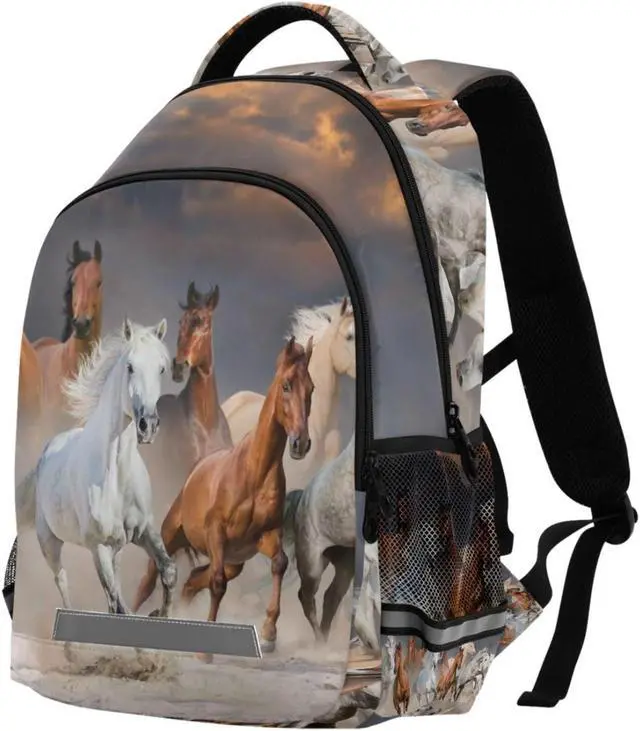 Main image of MFTJYO Horse Backpack for Girls Backpacks for Elementary 3D Animal Horses Print School Book Bag Schoolbag Kids Bookbag College Travel Laptop Daypack Casual Rucksack