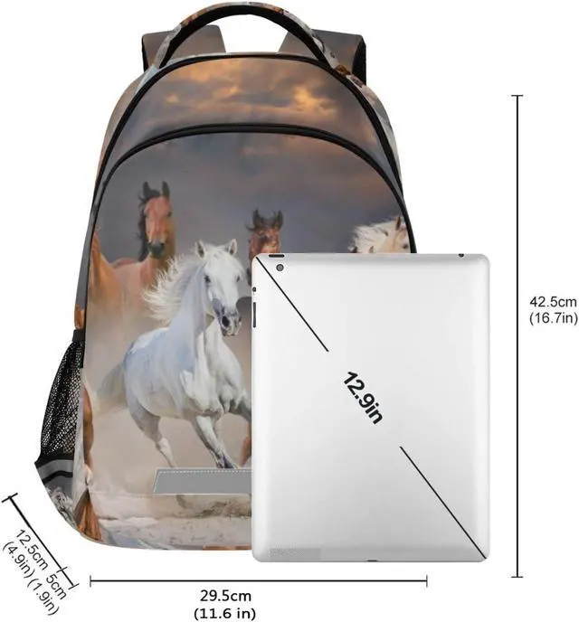 Alt view image 5 of 5 - MFTJYO Horse Backpack for Girls Backpacks for Elementary 3D Animal Horses Print School Book Bag Schoolbag Kids Bookbag College Travel Laptop Daypack Casual Rucksack