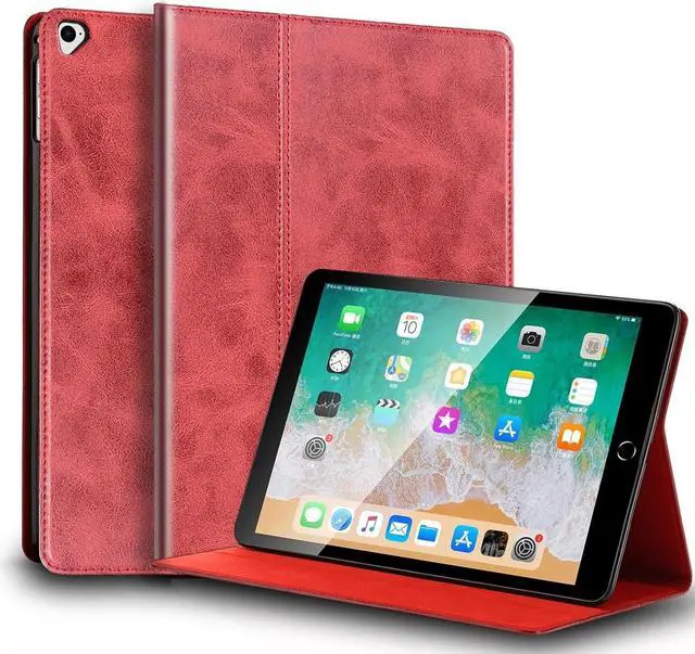 Main image of NANRUIL for Ipad Pro 12.9 Case 1st/2nd Gen 2015/2017 Old Model Genuine Leather Cover Protective Shell,Auto Wake/Sleep.Red