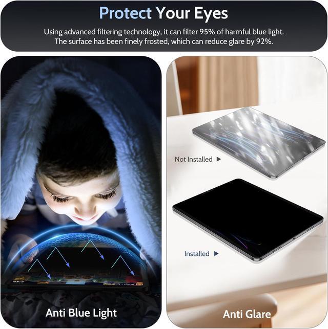 Alt view image 4 of 5 - Peslv 4 Way Magnetic Privacy Screen Protector for iPad Pro 12.9 Inch 2018 2020 2021 2022, Removable 360 Degree Spy Private Black Security Screen Filter, Easy Install Anti Blue Light Glare