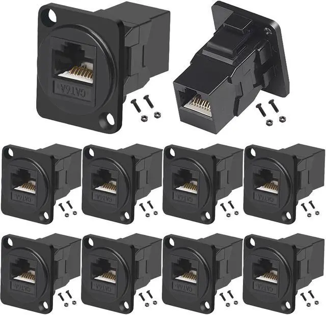 Main image of PENGLIN 10PCS D-Type CAT6A Panel Mount Connector, RJ45 Pass-Through Connector Female to Female, RJ45 Ethernet LAN Network Coupler for CAT6a/CAT6/CAT5E/CAT5