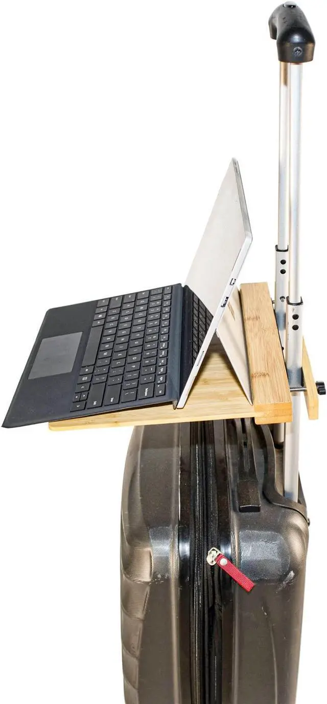 Alt view image 2 of 5 - Practical Products Laptop Stand - Portable Bamboo Laptop Holder for Travel, Luggage, Airport - 150 lbs Load Capacity