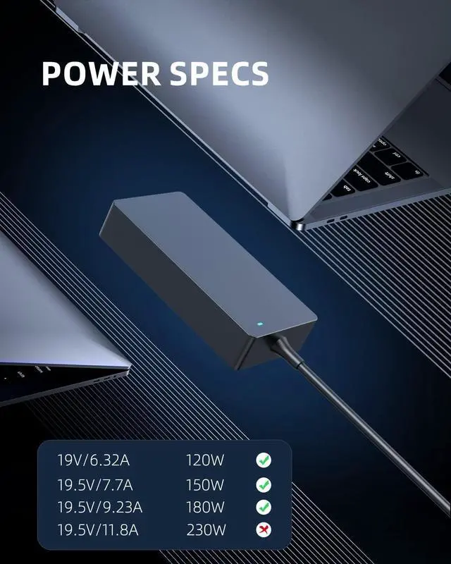Alt view image 4 of 5 - Charger Replacement for MSI Gaming Laptop - (UL Certified Safety), 180W, 150W, 120W, Round Connector