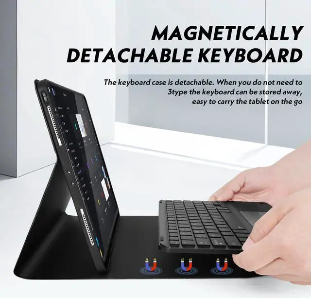 Alt view image 2 of 5 - QYiiD Keyboard Case for iPad Mini 7 A17 Pro, iPad Mini 7th/6th Generation (2024/2021), 7 Color Backlit, Multi-Touch Trackpad, Stand Folio Keyboard Cover with Rechargeable (USB-C) Keyboard, Black