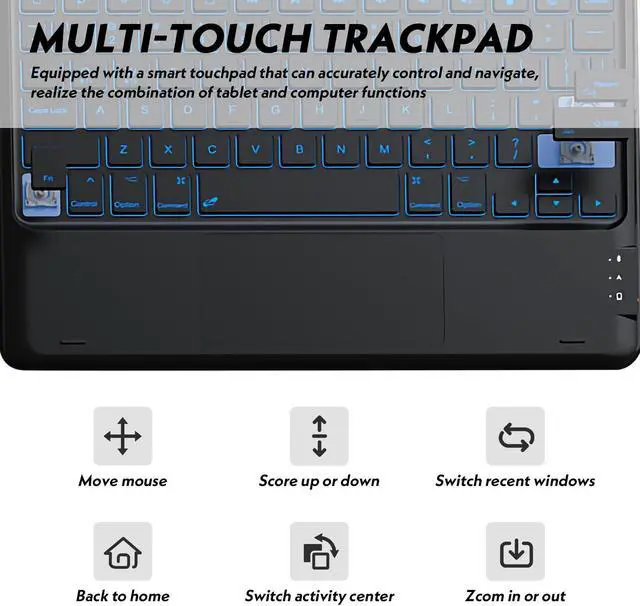 Alt view image 5 of 5 - QYiiD Keyboard Case for iPad Mini 7 A17 Pro, iPad Mini 7th/6th Generation (2024/2021), 7 Color Backlit, Multi-Touch Trackpad, Stand Folio Keyboard Cover with Rechargeable (USB-C) Keyboard, Black