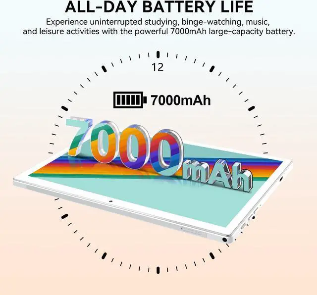 Alt view image 5 of 5 - Qukenk 2025 Latest Android 14 Tablet WIFI6 Large Storage 8GB RAM (4+4 Virtual) + 64GB ROM+512GB, Octa-Core 2 in 1 Tablet with Keyboard, 7000mAh Tablets 10.1 Inch Screen, Bluetooth/Case/Mouse