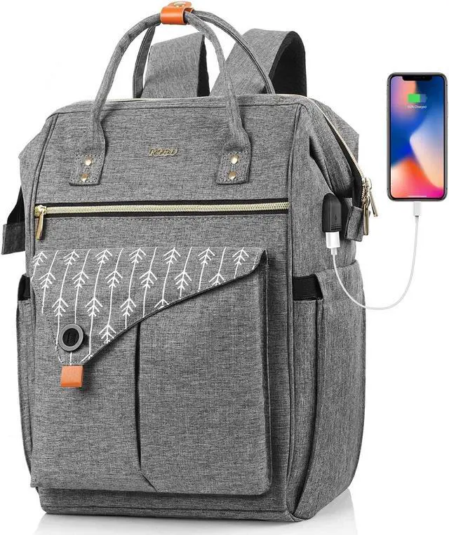 Main image of RJEU Travel Backpack for Women, Laptop Backpack with Usb Charging Port, Anti Theft Water Resistant College School Bookbag Computer Backpack Fits 17.3 Inch Laptop Notebook