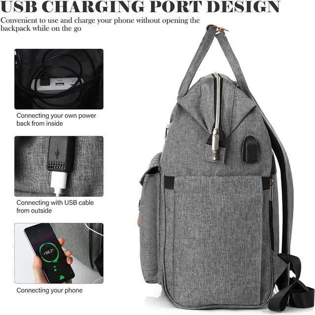 Alt view image 4 of 5 - RJEU Travel Backpack for Women, Laptop Backpack with Usb Charging Port, Anti Theft Water Resistant College School Bookbag Computer Backpack Fits 17.3 Inch Laptop Notebook