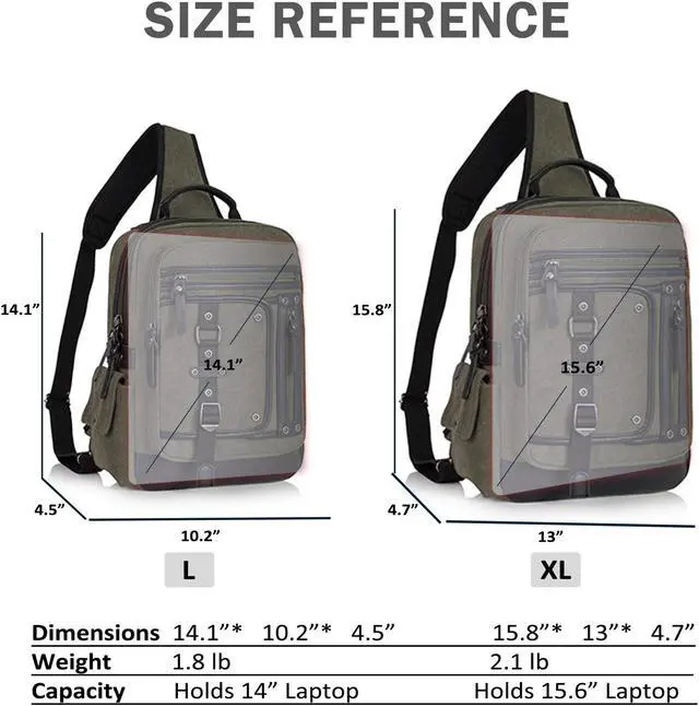 Alt view image 3 of 5 - Schkleier Messenger Bag for Men Canvas Sling Bag Crossbody Backpack Laptop Shoulder Bag Hiking Daypacks Casual Tactical