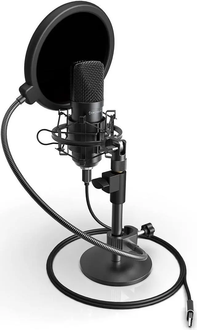 Main image of Amcrest Podcast Microphone for Streaming, Voice Recording, Gaming, Conferences, Meetings - Included Pop-Filter, Shock Mount, & Adjustable Heavy Metal Stand, USB AM430-PS