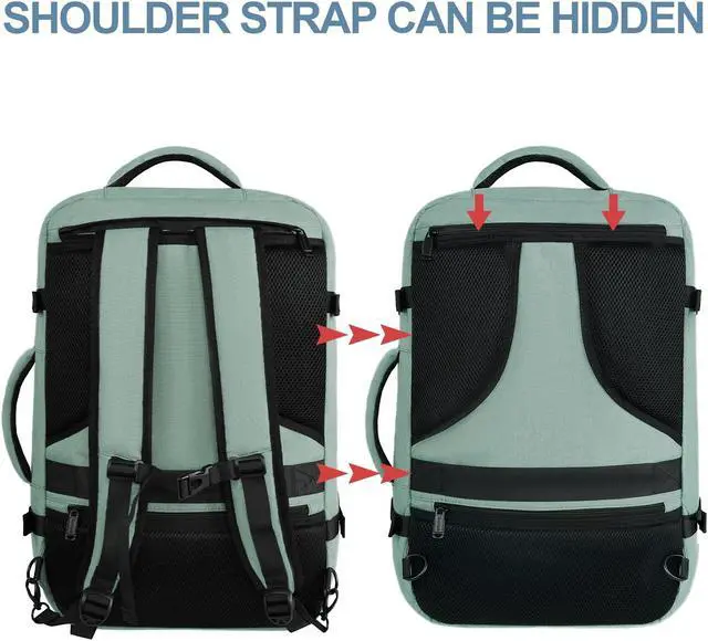 Alt view image 5 of 5 - Vancropak Travel Bag, Large 40L Carry on Backpack Airline Approved Expandable Suitcase Daypack, Water Resistant Travel Backpack Overnight Lightweight Luggage Weekender Bag for Flight Men Women, Cyan