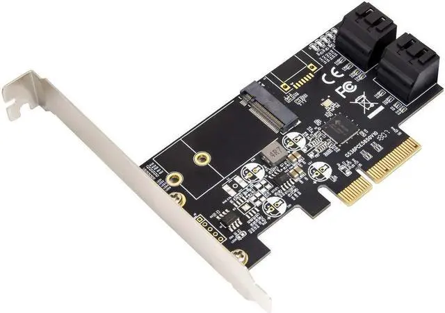 Main image of IO Crest SI-PEX40138 Internal 4 Port Non-Raid SATA III 6GB/S with M.2 B-Key 22x42 Pci-E X4 Controller Card for Desktop PC Support SSD and HDD with Low Profile Bracket. JMB585 Chipset