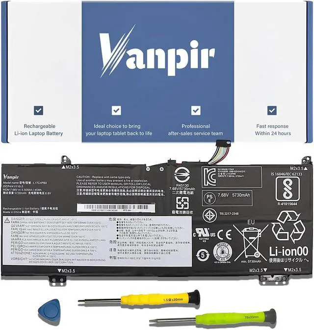 Main image of VANPIR L17C4PB0 Laptop Battery, 7.68V 45Wh 5928mAh Compatible with Lenovo Flex 6-14IKB 14ARR 530S-14ARR 530S-14IKB 530S-15IKB Series Notebook L17M4PB0 L17C4PB2 L17M4PB2 5B10Q16066 5B10Q16067